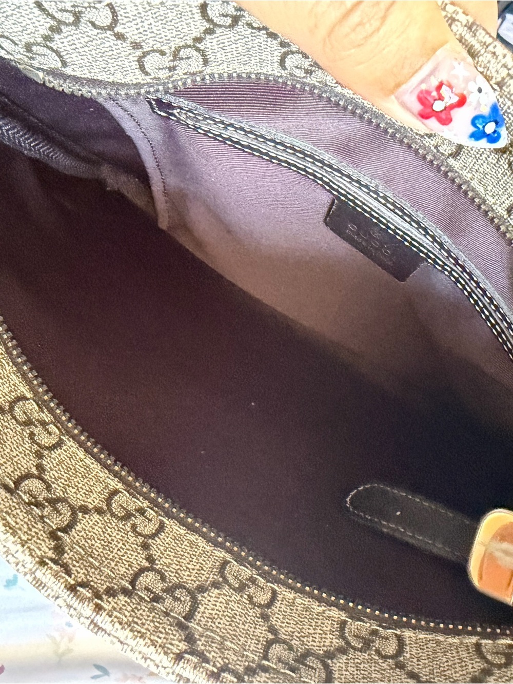 Gucci Beige GG Supreme Canvas Messenger Bag with Brown Strap - Picture 6 of 10